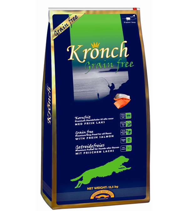 Kronch Grain Free Laks 13,5 Kg, Kornfrit premium fuldfoder