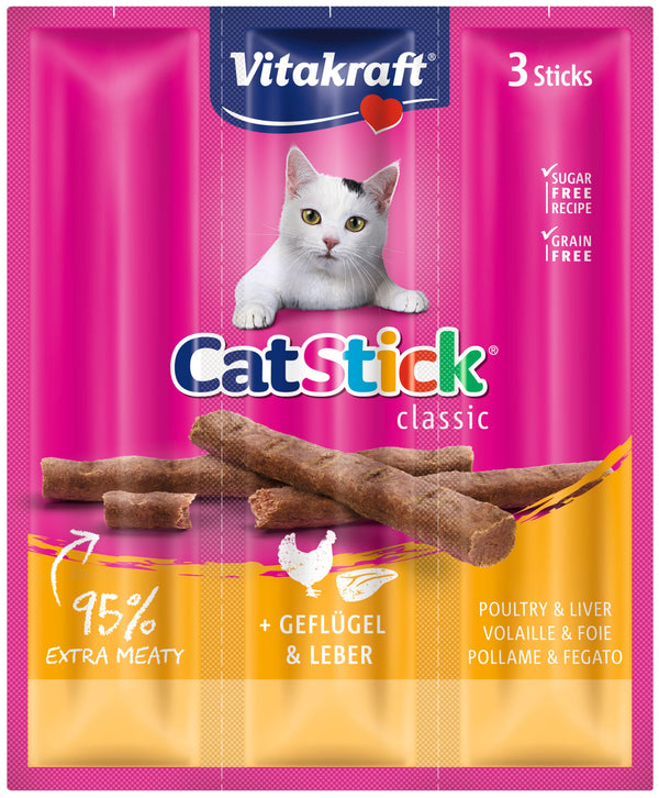 Vitakraft Cat Stick® med fjerkræ og lever kattegodbid