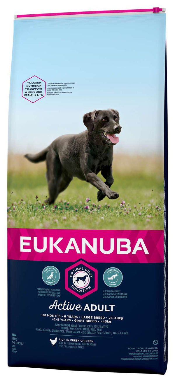 Eukanuba adult large Kylling & Ris 12 kg, til hunde fra 25kg