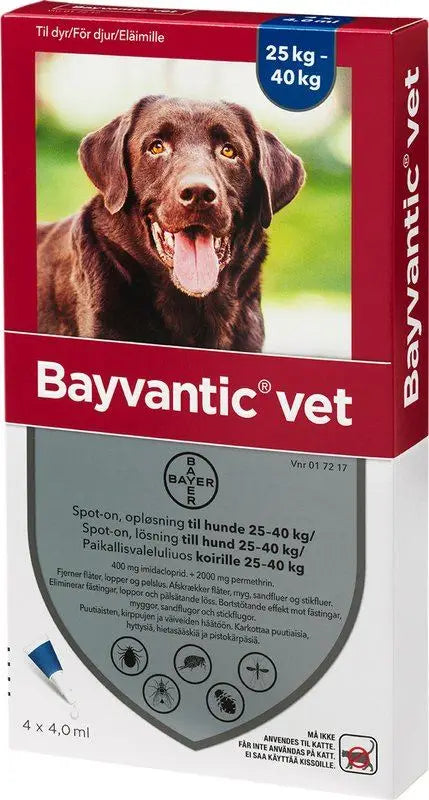Bayvantic vet til hund 25-40kg loppe/flåtmiddel
