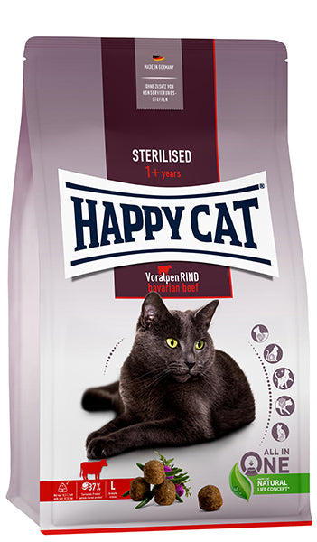 Happy Cat Sterilised Adult Oksekød 10 kg Kattefoder