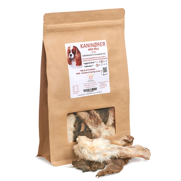 Carnitreats Kaninører med pels 10 stk, naturlig snack