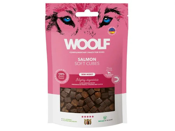 Woolf Soft Cubes Salmon, 100g Hundegodbid