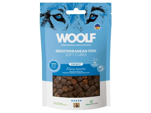Woolf Sof Cubes Mediteranean Fish, 100g Hundegodbid