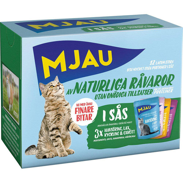 Mjau vådfoder MultiMix kød & fisk i sovs - 12x85 gr.