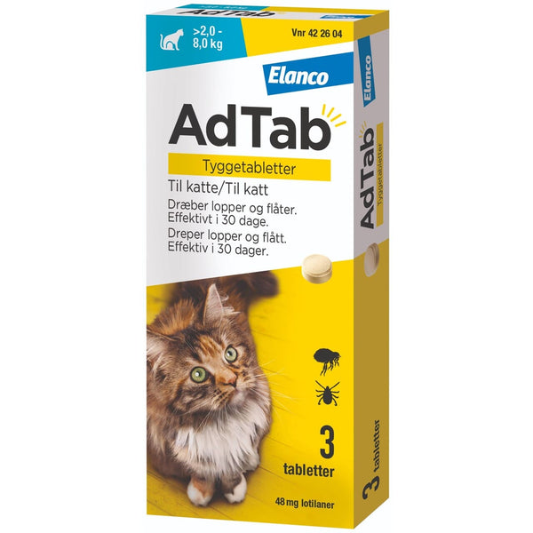 AdTab kat >2–8 kg 48 mg – loppe- og flåtbehandling