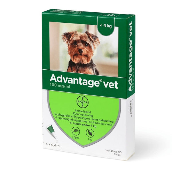 Advantage loppemiddel til hund 0-4 kg 4 pipetter
