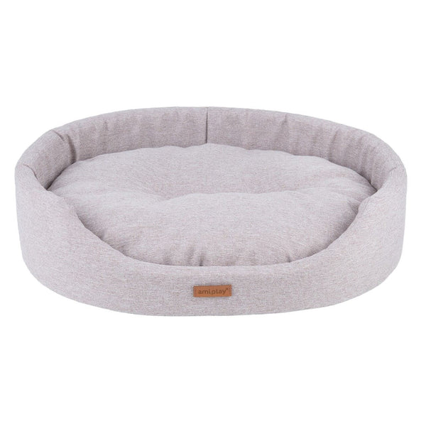 Amiplay oval hundeseng Cream M–XXL - Komfortabel og stilren