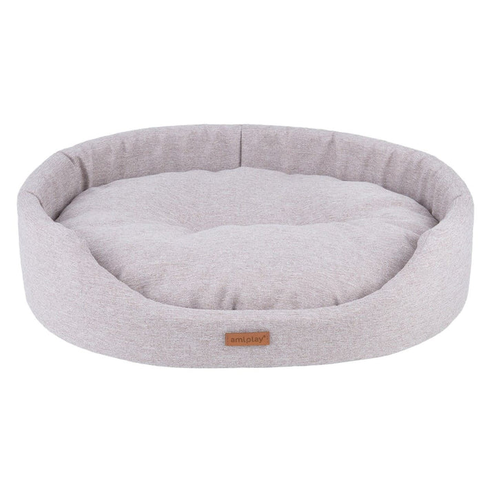 Amiplay oval hundeseng Cream M–XXL - Komfortabel og stilren