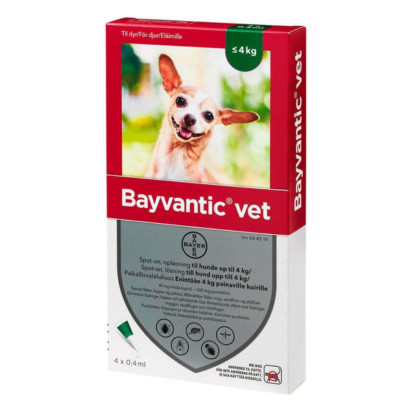 Bayvantic vet til hund 0-4 kg loppe/flåtmiddel