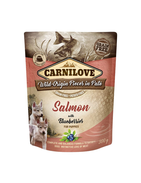 Carnilove Paté Laks m. Blåbær 300g vådfoder til Hvalpe