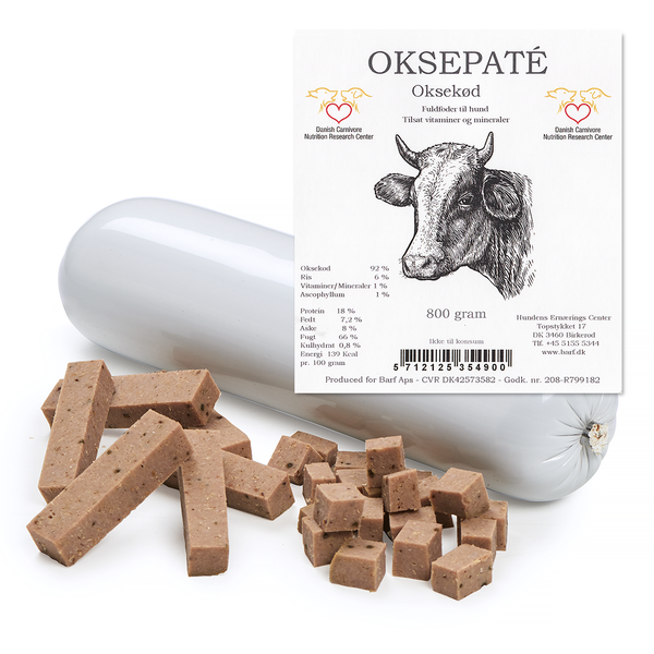 Carnitreats Okse Pate 800g Tilsat mineraler og vitaminer