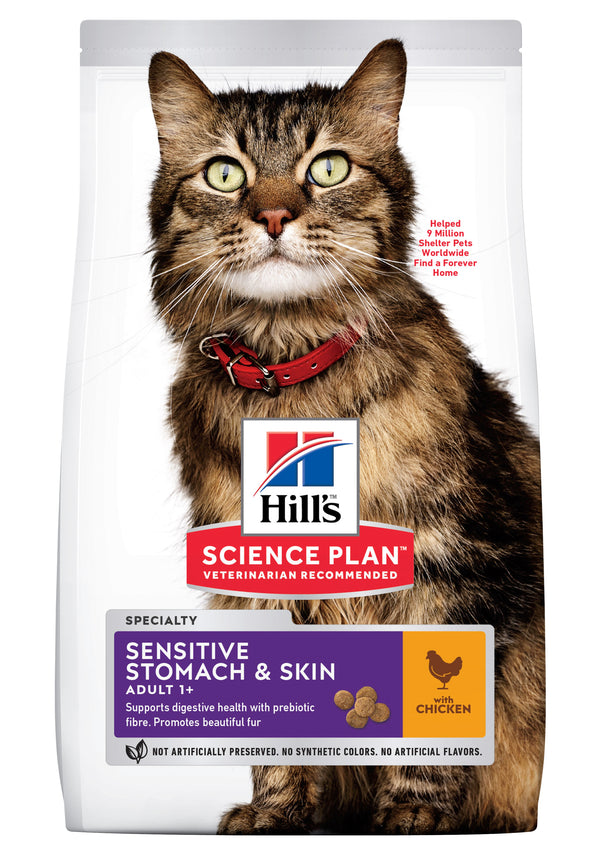 Hill's Science Plan Feline Adult Sensitiv Stomach & Skin Kylling 1.5kg