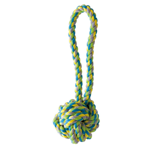 KW multifarvet reb med bold 20 cm – robust hundelegetøj