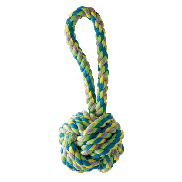 KW multifarvet reb med bold 25 cm – robust hundelegetøj