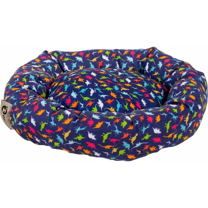 Ozami Smådyrsseng Jarmo 30x30 cm – Rund seng med dinoprint