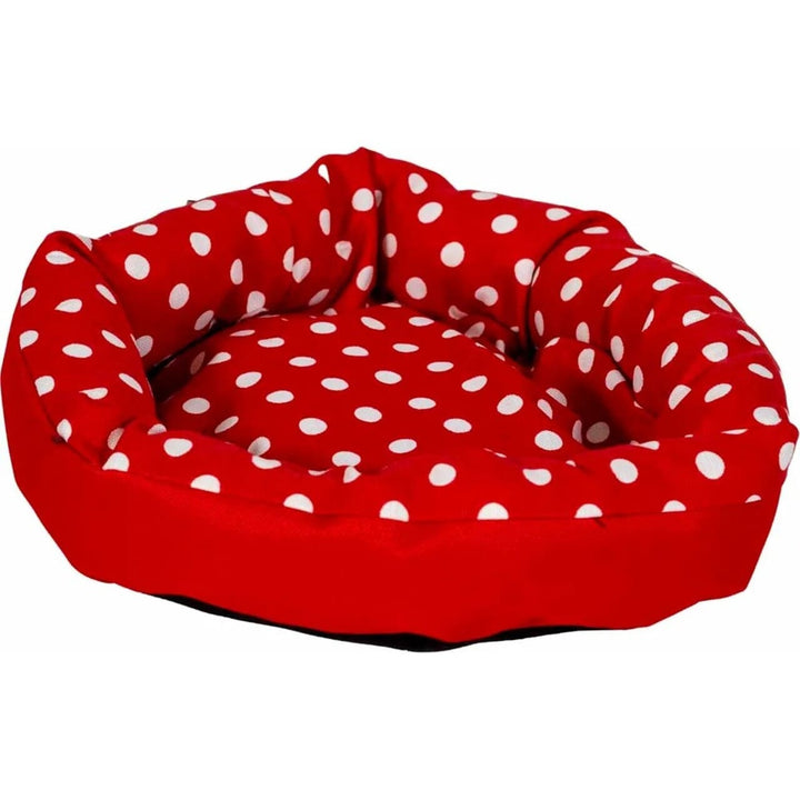 Ozami Smådyrsseng Rød/Hvid 30x30 cm – Rund seng til smådyr