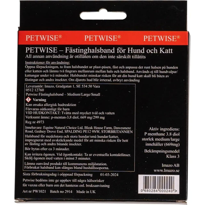 Petwise Flåthalsbånd Til Medium/Stor Hund 40-70cm