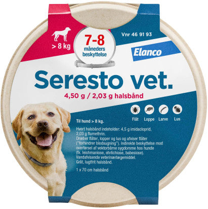 Seresto Vet Loppe og flåthalsbånd til hund over 8 kg