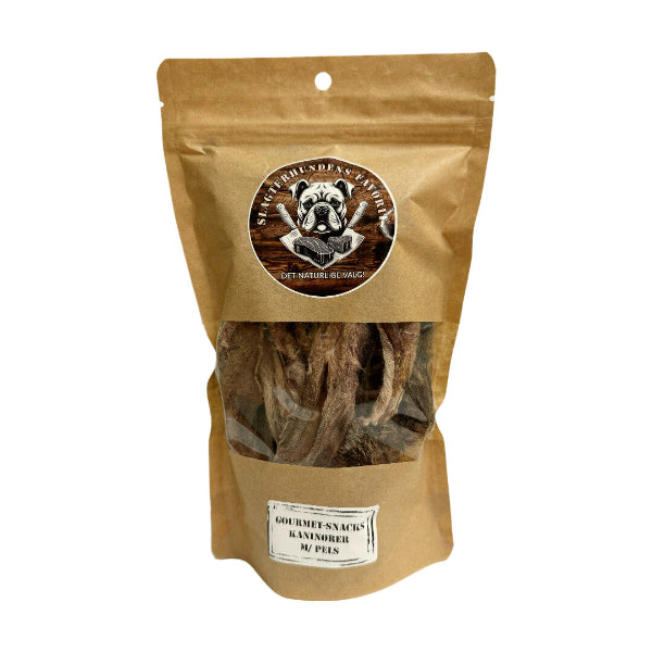 Slagterhundens Gourmet-Snack Kaninører m/ Pels Naturlig Hundesnack 150 g