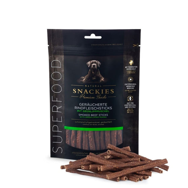 Snackies Røgede oksekødspinde med grønlæbet musling 170 g