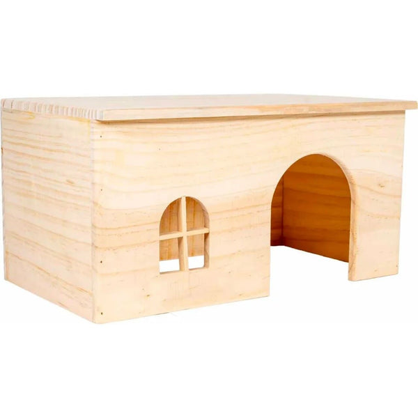 Træhus Stor i Naturligt slebet træ 40x20x23cm.
