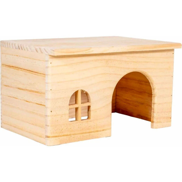 Træhus i Naturligt slebet træ 28x16x18cm.