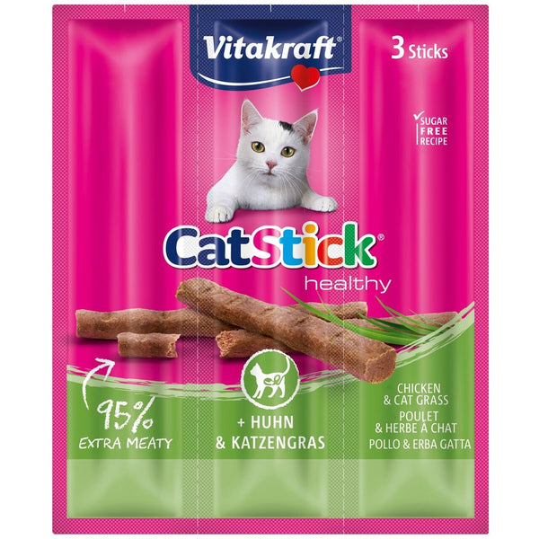 Vitakraft Cat Stick® Kylling og Kattegræs 3stk kattegodbid