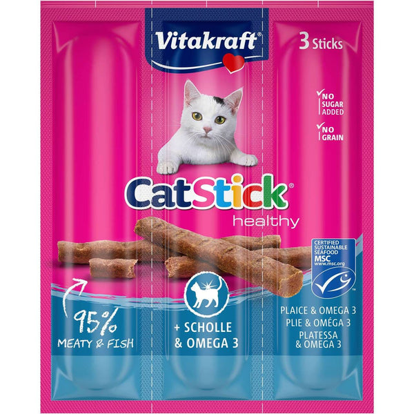 Vitakraft Cat Stick® Rødspætte og Omega-3 3stk kattegodbid