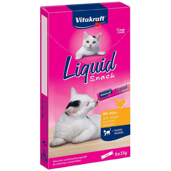 Vitakraft Liquid Snack fjerkræ & taurin 6x15 g kattegodbid