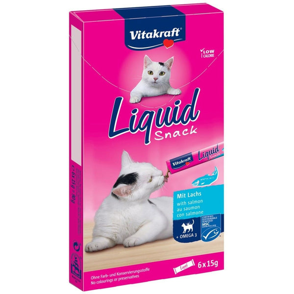 Vitakraft Liquid Snack laks & omega-3 6x15 g kattegodbid