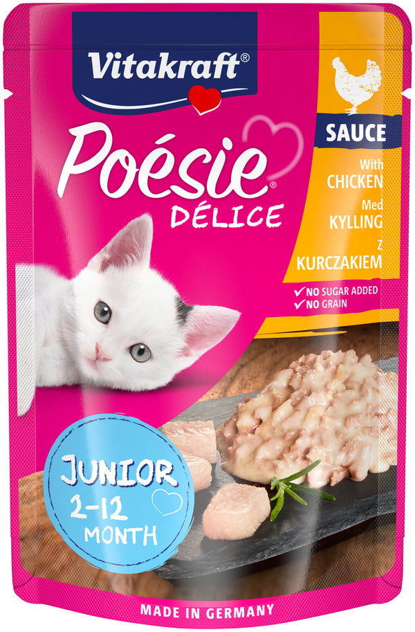 Vitakraft Poésie® Délice Junior med kylling I sovs vådfoder til kat