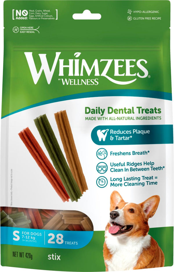 Whimzees Stix S til små hunde, pose m/28stk