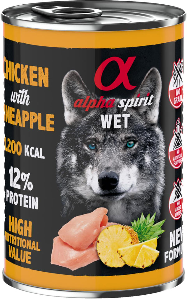 AlphaSpirit Kylling med Ananas 400g, Vådfoder