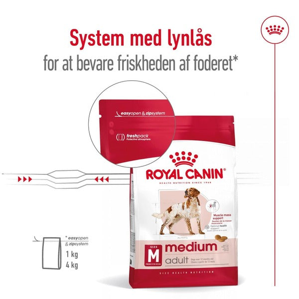 Royal Canin Medium Adult 10kg, til hunde 10-25kg Lynlås