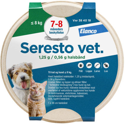 Seresto Vet Loppe og flåthalsbånd til hund/kat under 8 kg