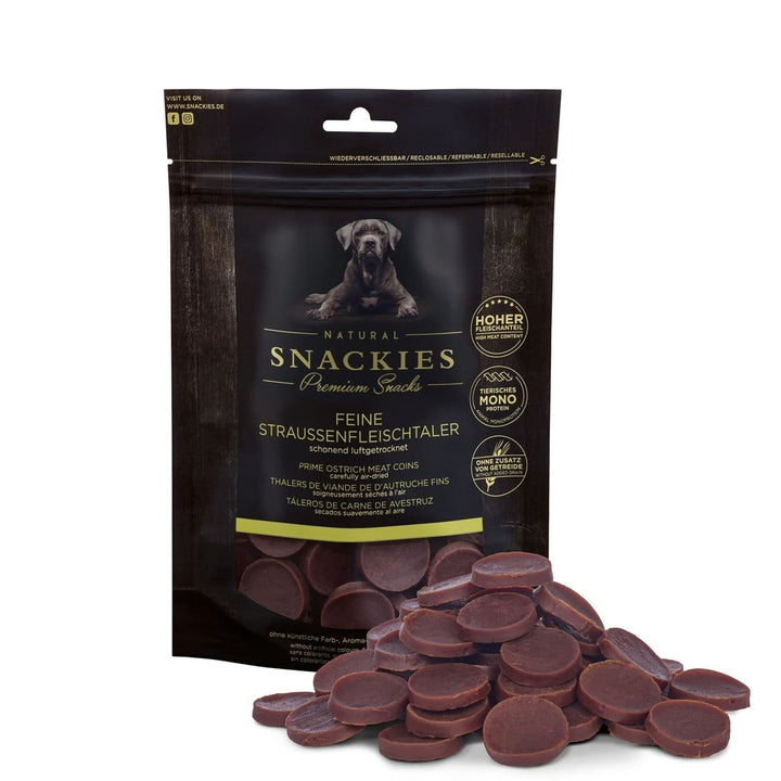 Fine Strudsekødsmedaljoner 150 g – naturlige hundesnacks