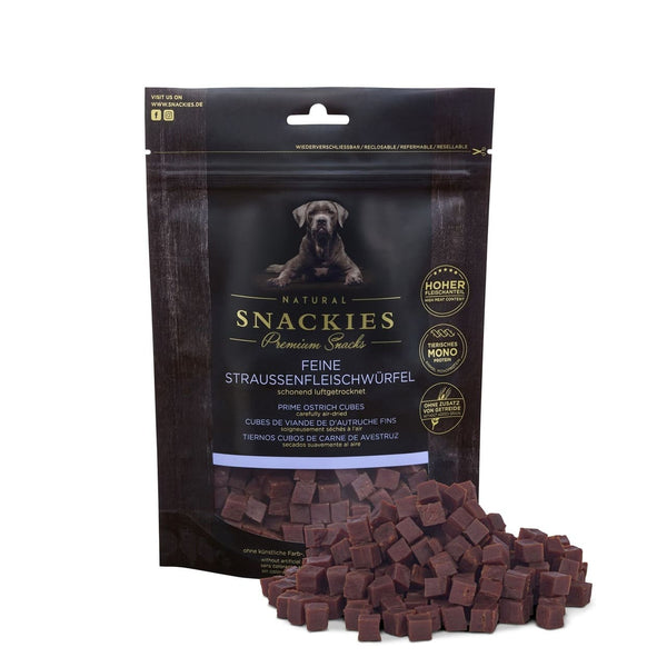 Fine Strudsekødsterninger 150 g – naturlige hundesnacks