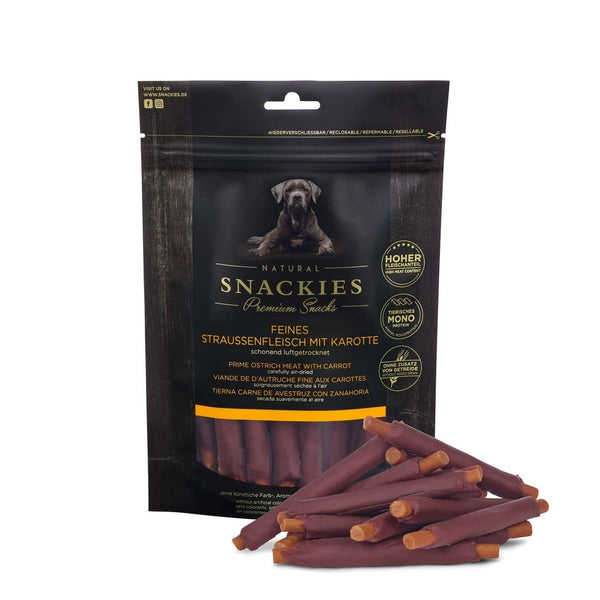 Fint Strudsekød med Gulerod 150 g – naturlige hundesnacks