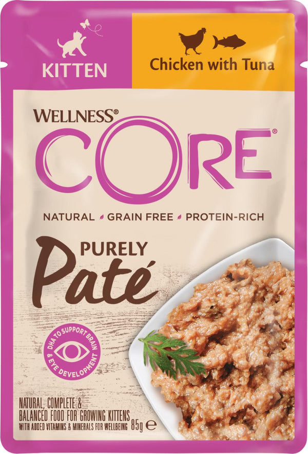 Core Wellness Purely Pate med kylling og tun til killinger, 85gr