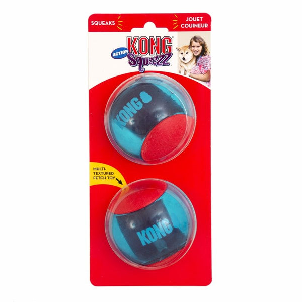 Kong squeezz actionball rød 2stk 8cm hundelegetøj