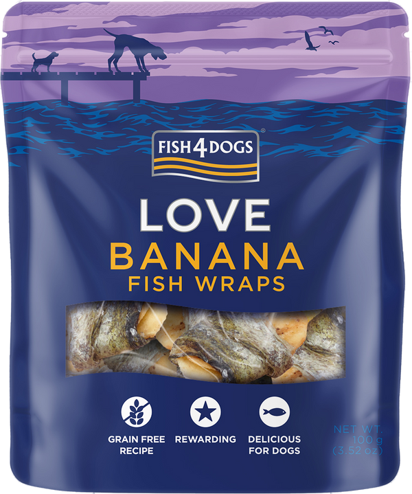 Fish4Dogs Love Banan Fiskewraps 100 g