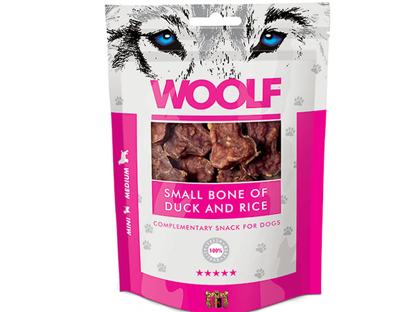 Woolf Små Kødben med And og Ris 100g Hundegodbidder