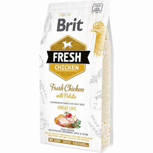 Brit fresh adult great life kylling & kartoffel 12kg hundefoder
