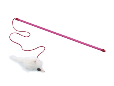 Drillepind m/langhåret mus kattelegetøj