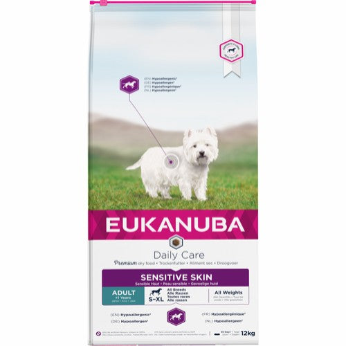 Eukanuba Adult Daily Care Sensitive Skin, Hundefoder 12kg