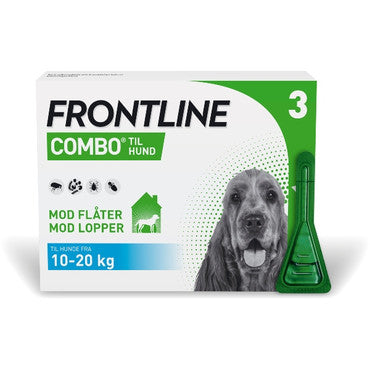 Frontline combo hund 10-20kg 3 pipetter, DATO 10-2023