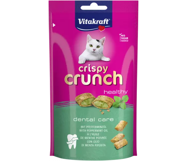 Vitakraft Crispy Crunch med pebermynteolie, Dental 60g Kattegodbid